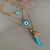 conjunto 3 Colares pingentes azuis