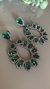 Brinco Festa Banho Grafite Strass Verde Esmeralda