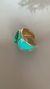 Anel Pedra Verde Resinado Turquesa