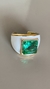 Anel Pedra Verde Resinado Branco