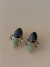 Brinco Jade pedra natural pedras soldadura, quartzo verde e zircônia roxa