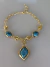 Colar dourado verniz italiano linha premium resina azul