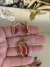 Conjunto anel e brinco dourado SJ verniz italiano pedra rosa pink fusion - loja online