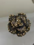 Broche metal com strass primeira linha Flor ouro velho strass dourado