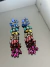 Brinco Maxibrinco metal preto com cristais e pedras coloridas