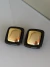 Brinco dois em um quadrado verniz italiano quadrado dourado com resina removível marrom chocolate - comprar online
