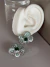 Brinco flor prata zircônia cristal com verde flor na internet