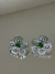 Brinco flor prata zircônia cristal com verde flor - comprar online