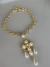 Colar Diana dourado cruz dourada com pérola e strass - loja online