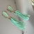 Brinco Alice gota fusion verde franja cristais com dourado
