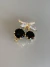 Broche cereja dourada Zircônia cristal e preta