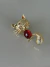 Broche dourado gato detalhe vermelho rosa e preto