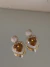 Brinco dourado linha festa Zircônia cristal com pedra rose âmbar na internet