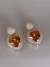 Brinco dourado linha festa Zircônia cristal com pedra rose âmbar