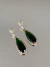 Brinco linha festa dourado zircônia verde esmeralda gota