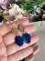 Brinco Jade dourado com Agata azul