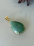 Pingente dourado pedra natural jade montagem Gota quartzo verde
