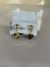 Brinco Jade Dourado com coração pequeno pedra olho de ti
