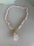 Colar Jade pedras naturais quartzo rosa fecho frontal com pingentes pedra brita quartzo rosa e metal - loja online