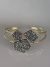 Pulseira bracelete dourado formas geométricas Clarisse com Drusa de pedra natural pirita