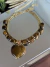 Colar dourado Jade dourado verniz italiano pedras naturais olho de tigre Maxi colar coração pedra olho de tigre