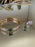 Conjunto bracelete e anel SJ linha premium verniz italiano com zircônia cristal e coração verde - comprar online
