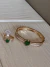 Conjunto bracelete e anel SJ linha premium verniz italiano com zircônia cristal e coração verde - Bia Pimenta acessorios 