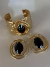Conj bracelete martelado dourado e brinco oval preto esmaltado resina linha premium verniz italiano - Bia Pimenta acessorios 
