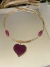 Colar Jade dourado verniz italiano aro com pedra natural Agata pink coração de pedra - comprar online