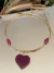 Colar Jade dourado verniz italiano aro com pedra natural Agata pink coração de pedra na internet