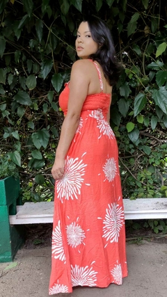 Vestido Feminino Longo Flory Viscolinho Alça Ajustável na internet