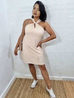 Vestido Feminino Curto Verão Duna Crepe Alça Cruzada - loja online
