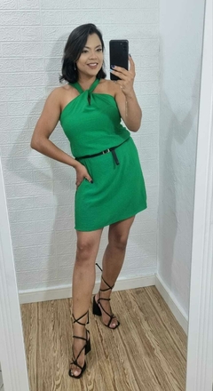 Vestido Feminino Curto Verão Duna Crepe Alça Cruzada - comprar online
