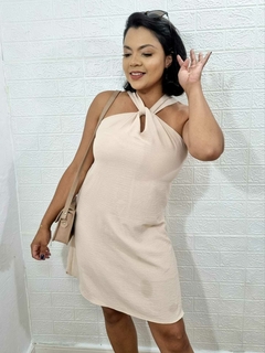 Vestido Feminino Curto Verão Duna Crepe Alça Cruzada - Dama K