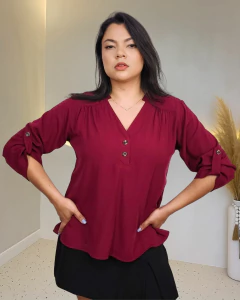 Blusa Camisa Feminina Social Botões Manga 3/4 Formal Laura - comprar online