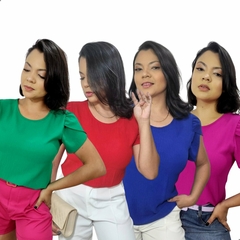 Kit 4 Blusa Feminina Manga Princesa Tulipa Crepe Duna Nova Aurora - comprar online