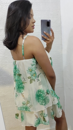 Vestido Feminino Curto Soltinho Babado Chiffon Floral Bella na internet