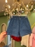Short Jeans Infantil com Laço Rosa Kukiê 86883 - Clube Melina