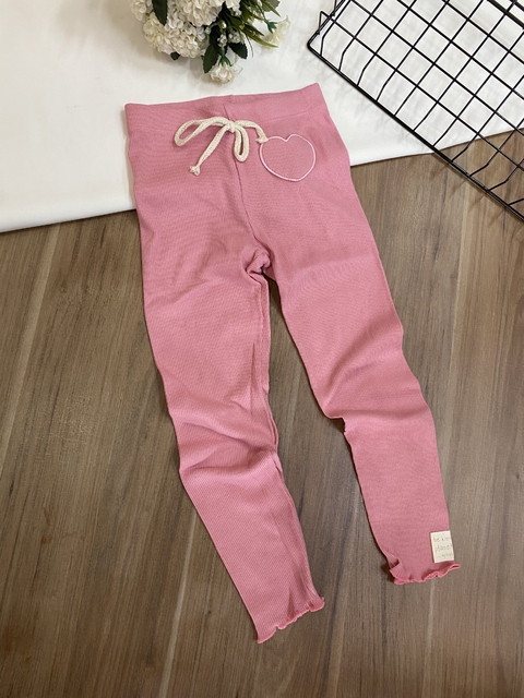 Calça Infantil em Ribana Sustentável Rosa com Coração Up Baby 030144456