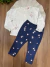 Conjunto Infantil Blusa Off White com Babado na Gola e Calça Floral Momi C2515 na internet