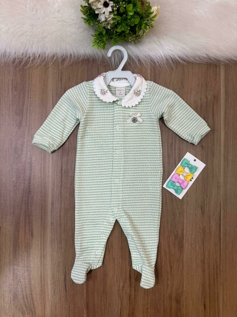 Macacão Infantil em Tricot com Gola Bordada Verde Mini e Co 29602059 - comprar online