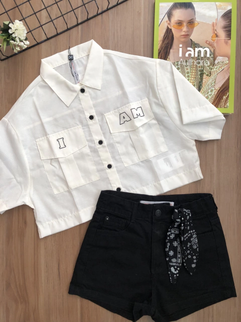 Short Sarja com Faixa Preto Authoria R3851