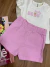 Conjunto Infantil Blusa Canelada Ursinha e Short em Sarja Rosa Kukiê 85353 - Clube Melina