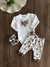 Conjunto Infantil Body Off White Raposa e Calça em Suedine Bichinhos Mini e Co 07331952 - loja online