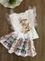 Conjunto Infantil Blusa Menina e Urso e Saia em Crepe Yoyo 25088