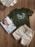 Conjunto Infantil Masculino T-Shirt Verde Militar Estampa Mickey e Short Listrado de Sarja Youccie I1666