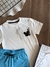 Conjunto Infantil Masculino T-Shirt Pérola com Estampa Mickey e Short Azul Youccie D1992