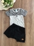 Conjunto Infantil Body Cinza com Botões e Short Preto Traço Menor 41036