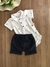 Conjunto Infantil Body Gola Polo Branco Musical e Bermuda Azul Marinho Anjos Baby 223697