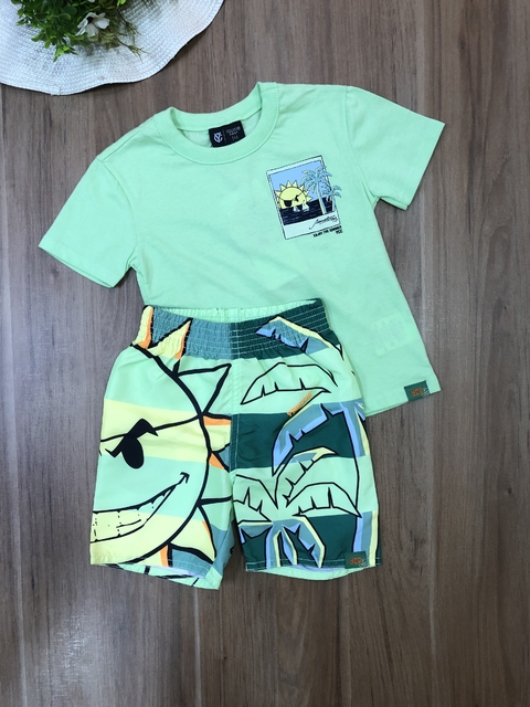 Conjunto Infantil T-shirt e Shorts Verde Limão Youccie I0873